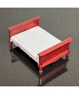 Dollhouse Bed and Mattress Wooden Furniture Vintage Regency Rosewood Min... - $18.24