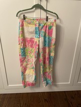 Lilly Pulitzer Pants Womens 6 Petal Patch Patchwork Pattern Crop Vintage 2000s - £13.23 GBP