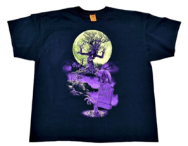 Y2K Halloween T-shirt Size 3XL Goth Rest In Pieces Graveyard Moon Graphic GLOWS! - £10.71 GBP