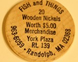 Vintage Fish and Things Wooden Nickel Randolph Massachusetts - £3.93 GBP