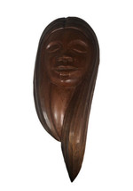 Jose Pinal Mexico Hand Carved Wood Figure Young Girl Half Bust Mid Century Wall - £85.05 GBP