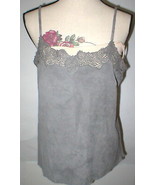 Womens New Ralph Lauren $398 NWT Gray Leather Suede Lace Tank Top Cami N... - £315.75 GBP