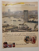 Maxwell House Coffee Ad: &quot;Brooklyn Bridge&quot;  New York ! from 1940&#39;s 13x 10 inch - £14.13 GBP