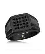 Black Stainless Steel and CZ Square Men Boxing Band Ring - £43.25 GBP