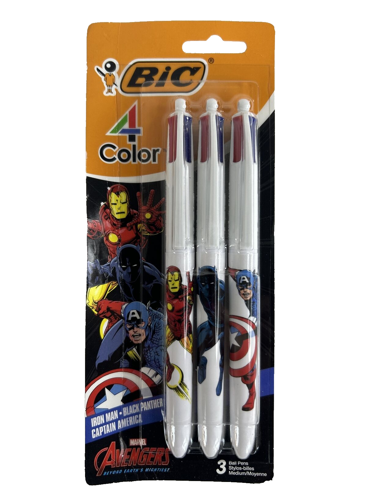 BIC® 4-Color Marvel's Avengers Edition Retractable Ball Pens, Pack Of 3-NEW!
