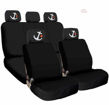 For Honda New Car Truck Seat Covers Navy Anchor Headrest Black Fabric - £31.98 GBP
