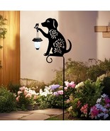 Solar Powered Dog Silhouette Yard Stake Holding Lantern Outdoor Garden A... - $46.59 CAD