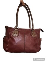 RELIC Maroon Burgundy Faux Leather Purse Handbag  Braided Handles Medium... - £18.36 GBP