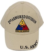 EE U.S. ARMY 2ND ARMORED DIVISION HELL ON WHEELS Direct Embroidered Tan Hat - $14.05