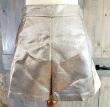 Maje Ilur Metallic High-rise Silk-blend Shorts In Gold Size 40 (US L) $295 - £154.23 GBP