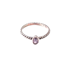 Vintage 925 Sterling Silver Thin Band Ring w/Amethyst Stone Size 8 1/2 (43) - £7.11 GBP