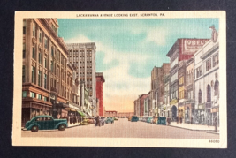 Lackawanna Avenue Looking East Scranton PA Street View Cars Linen Postcard c1947 - $7.99