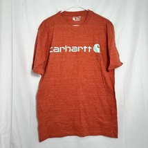 Carhartt Men&#39;s Signature Logo Short Sleeve T-Shirt, Orange, Size S Crew Neck - £8.86 GBP