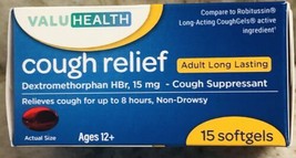 ValuHealth-Adult Long Lasting Cough Relief Dextromethorphan HBr 15mg Sof... - £9.97 GBP