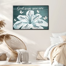 White Lilies Flowers God Says You Are Gift for Jesus Christ Canvas Wall  - £18.34 GBP+