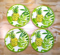 Outdoor Collection Melamine Dinner Plates Pineapple  Design Set Of 4 Tropical - £21.29 GBP