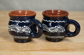 Studio Art Pottery Cobalt Blue Redware Slipware Bledea Espresso Coffee C... - £27.43 GBP
