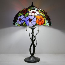 Twisted Base Grape Flower Tiffany Table Lamp Stained Glass 16 inch Home Light - £337.49 GBP