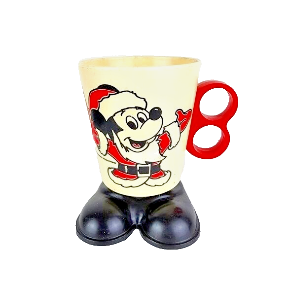Vintage Walt Disney Productions Christmas Mickey Mouse Mug Plastic - £14.85 GBP