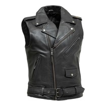 Men&#39;s Motorcycle Vest Rockin- A Symetrical Mc Leather Vest By Firstmfg - £117.25 GBP+
