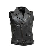 Men&#39;s Motorcycle Vest Rockin- A Symetrical Mc Leather Vest By Firstmfg - £117.25 GBP+