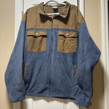Men’s XXL Columbia Full Zip Jacket Tan Canvas Blue Fleece - $40.77 CAD