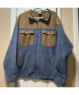 Men’s XXL Columbia Full Zip Jacket Tan Canvas Blue Fleece - $40.75 CAD