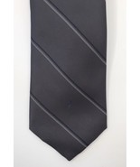 VINTAGE Yves Saint Laurent Men&#39;s Gray &amp; Navy Blue Striped Silk Neck Tie 56&quot; - £19.55 GBP