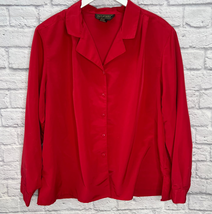 Vintage Maurada Secretary Blouse Size 22W Red Long Sleeve Button Front Plus - £15.78 GBP