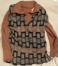 Vintage 2 Piece Women’s Shirt Brown Black Size 16 - £23.29 GBP