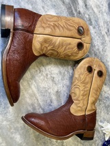 Boulet made in Canada mens Ostrich cowboy boots brown and tan size 9.5 3E (wide) image 3