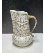 Limoges France CFH GDM Water Pitcher Gold Gilt Vines Floral Turquoise Dots - £37.17 GBP