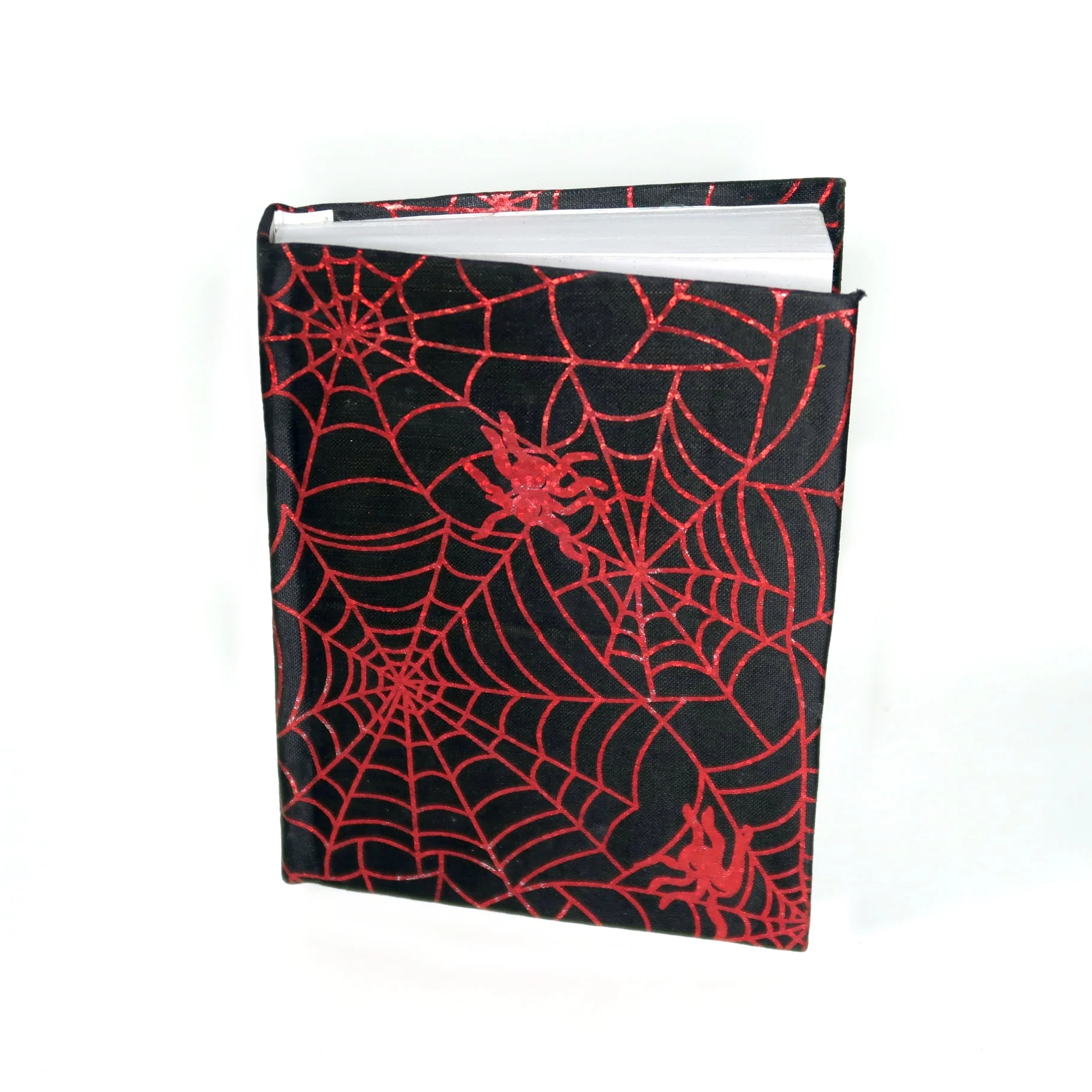 Shiny Red Spiderweb Fabric Hardcover Journal  - £17.38 GBP