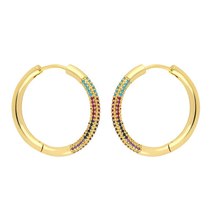 FA Gold Crystal Hoop Earrings For Women Cubic Zirconia Large Earrings Hoops Roun - £11.15 GBP