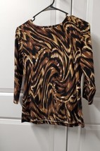 JM Collection Shirt Blouse Women&#39;s Size: Medium Petite Long Sleeve Pullover Cute - £11.16 GBP