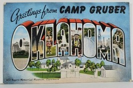 Camp Gruber Oklahoma Large Letter Greetings 1944 to Brockton Pa Postcard N13 - £7.95 GBP