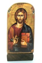 Handmade Wooden Greek Christian Orthodox Mount Athos Icon of Jesus Christ / Mp5_ - £9.89 GBP