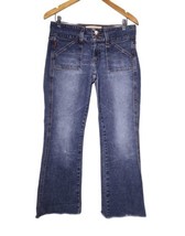 Hollister Womens Raw Hem Cropped Flare Jeans Sz 7 Stretch Mid Rise Faded... - $22.79