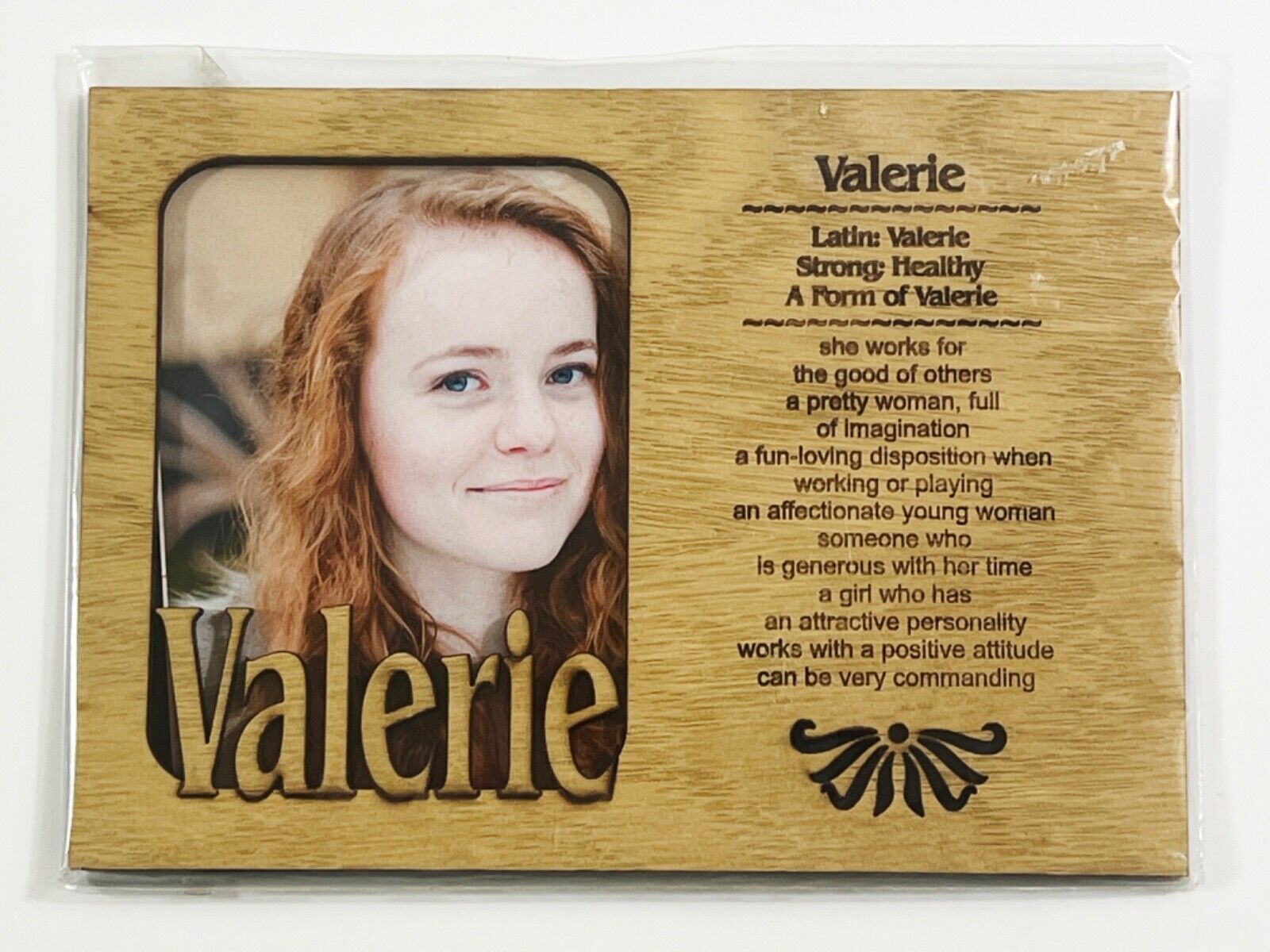VALERIE Personalized Name Profile Laser Engraved Wood Picture Frame Magnet - $9.90