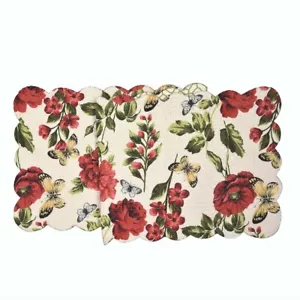 New C&amp;F Nina Butterflies And Roses Quilted Cotton Table Runner 14&quot; X 51&quot; - £22.44 GBP
