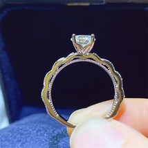 Women&#39;s 925 Silver 18K Gold Plated 1 Carat Moissanite Engagement Wedding Ring - £43.26 GBP