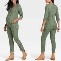 The Nines by HATCH Maternity 3/4 Sleeve Jumpsuit Floral Olive Green Smal... - $570.22 MXN