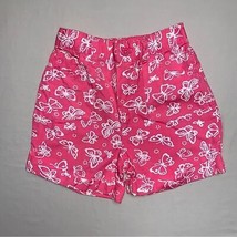 Pink White Butterfly Pattern Shorts Girl’s 5T Summer Elastic Waist Cute Beach - £8.52 GBP