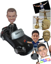 Personalized Bobblehead Cool Dude Driving A Fast Convertible Car - Motor... - £136.51 GBP