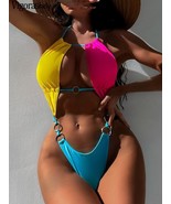 SI Swimsuit Sexy Solid Patchwork SwimSUIT Women Halter swimsuits for women - £19.91 GBP