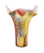17&quot; Red and Yellow Glass Abstract Novelty Table Vase - $4,060.30 MXN