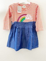 NWT Gold Treasure Toddler Girls Rainbow Dress Stripped, Red &amp; Blue, 2T - £6.09 GBP