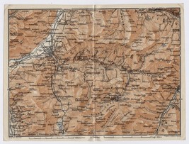 1905 Original Antique Map Of Vicinity Of Schanfigg Chur Davos / Switzerland - £15.92 GBP