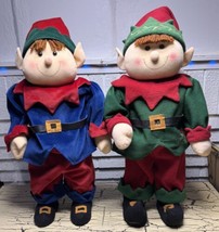 2 VTG Prima Creations Christmas Elf Weighted Door Greeter Xmas Figure Decor Set - £76.37 GBP