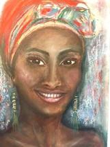 African woman in a headscarf painting,woman portrait painting,original soft past - £36.08 GBP